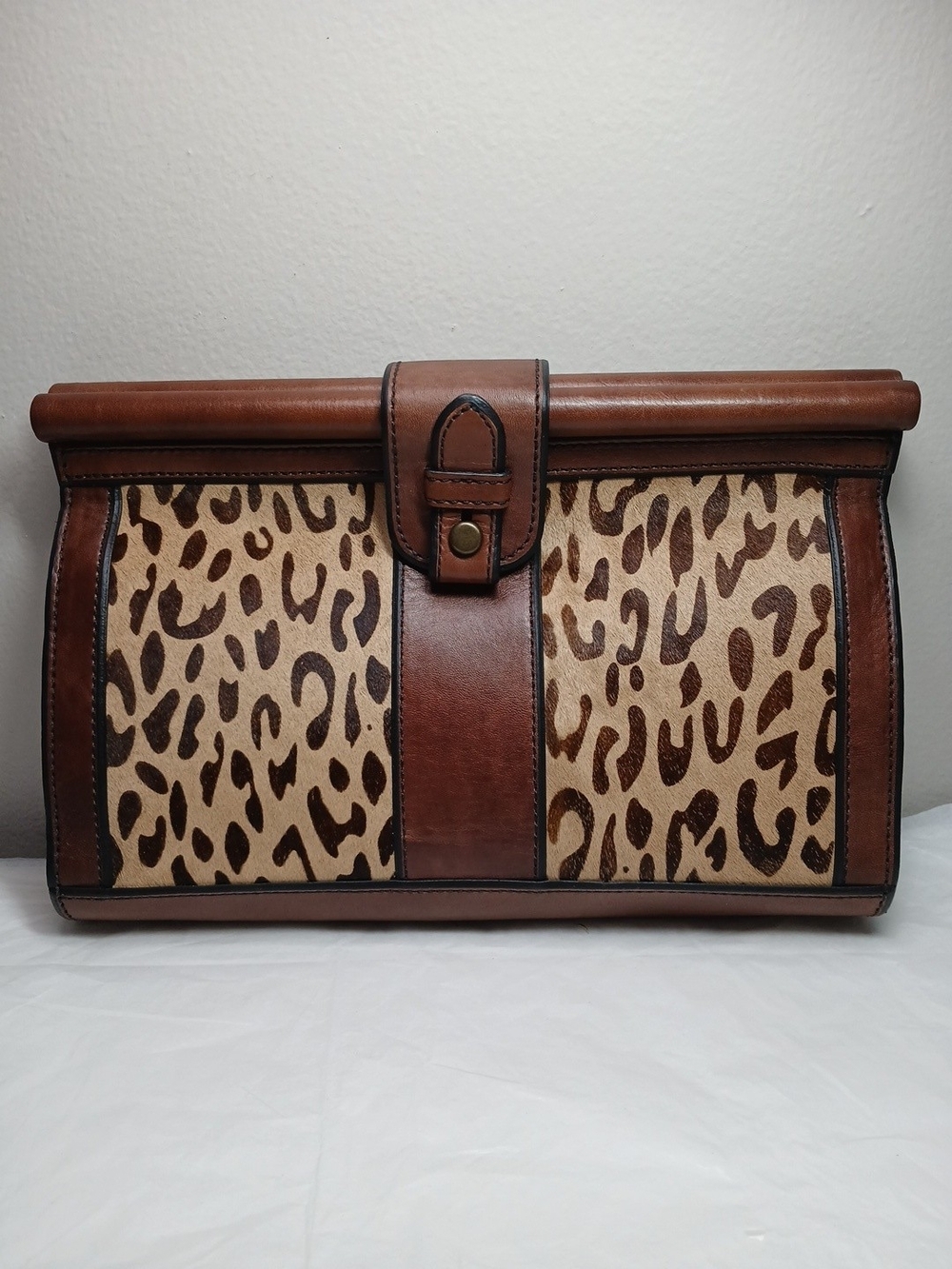 Fossil Brown Leather & Leopard Print Clutch - Picture 3 of 16